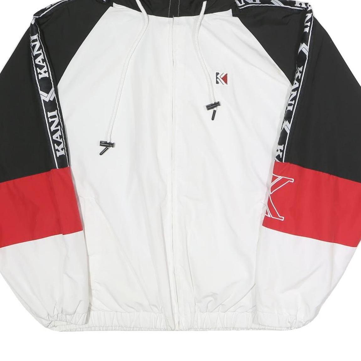 KARL KANI Womens Black & White & Red Zip Jacket L Polyester Sportswear Logo