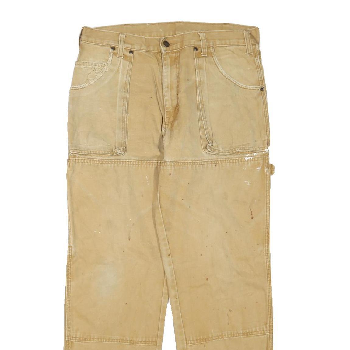 DICKIES Mens Jeans Beige Regular Straight Denim Good Condition W34 L30 Workwear