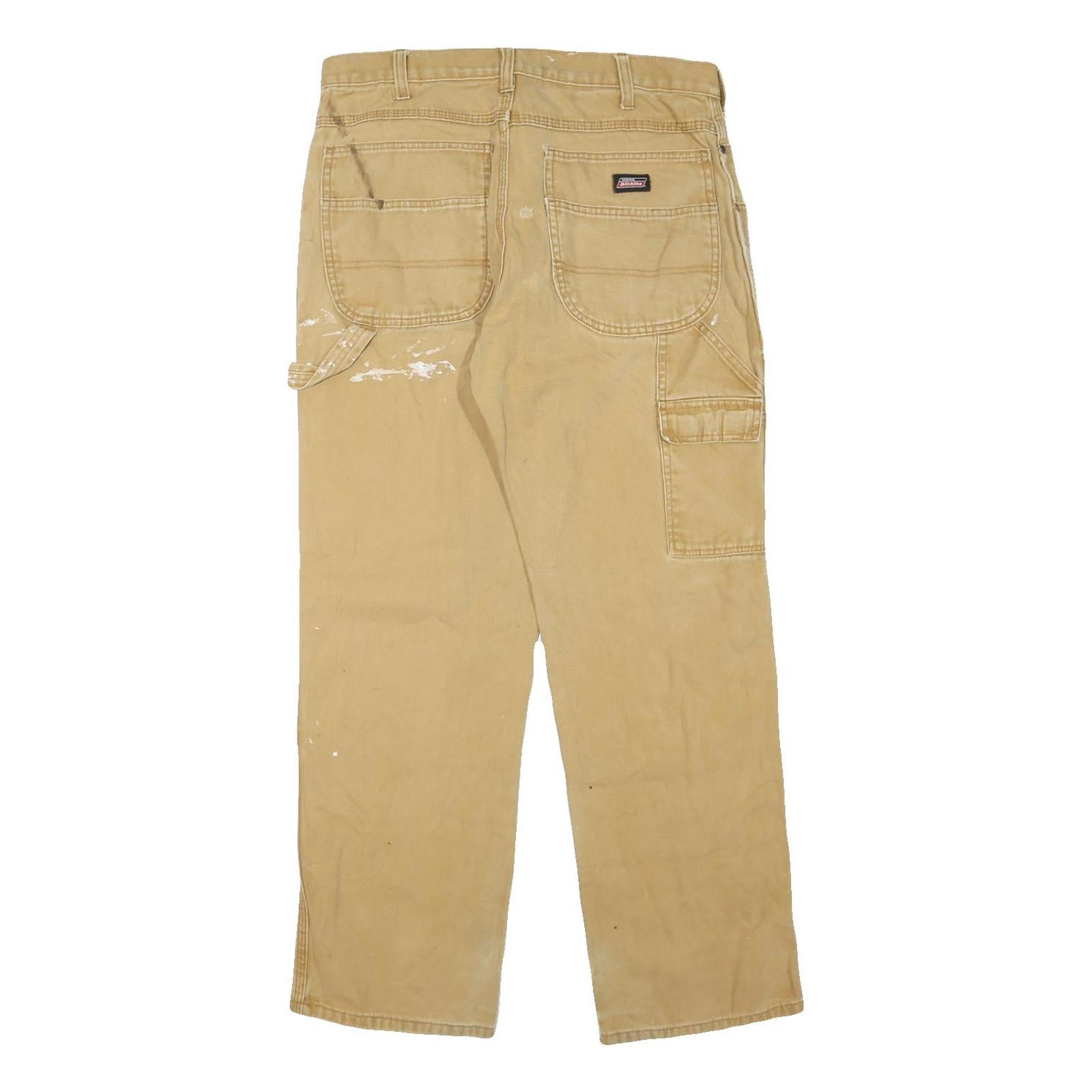 DICKIES Mens Jeans Beige Regular Straight Denim Good Condition W34 L30 Workwear