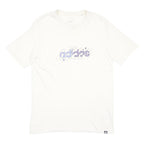 ADIDAS Mens White & Purple Graphic T-Shirt M Short Sleeve Crew Neck Cotton Blend