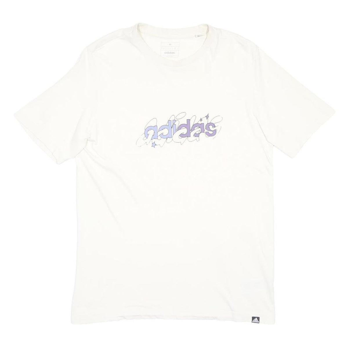 ADIDAS Mens White & Purple Graphic T-Shirt M Short Sleeve Crew Neck Cotton Blend