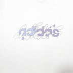 ADIDAS Mens White & Purple Graphic T-Shirt M Short Sleeve Crew Neck Cotton Blend
