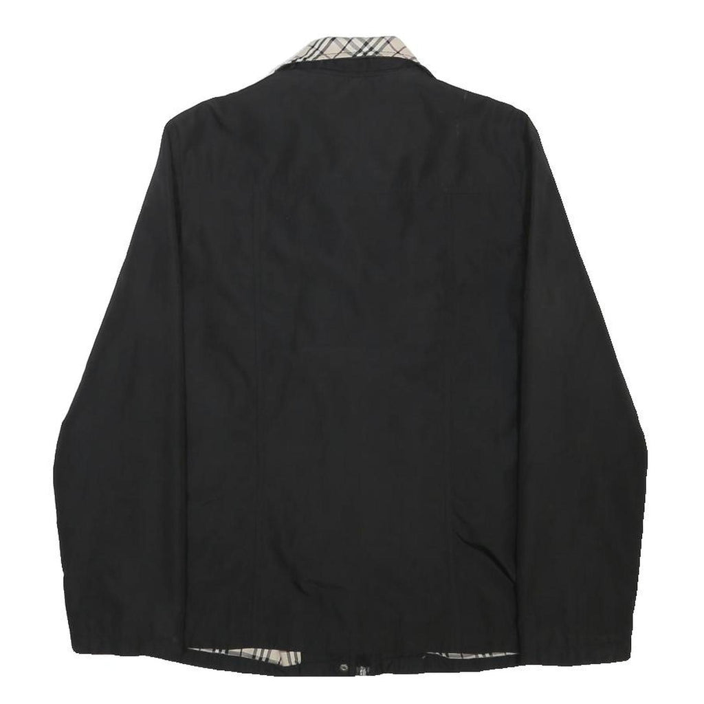 BURBERRY Womens Black & Beige Wool Blend Check Zip Jacket XL Stand-Up Collar