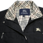 BURBERRY Womens Black & Beige Wool Blend Check Zip Jacket XL Stand-Up Collar