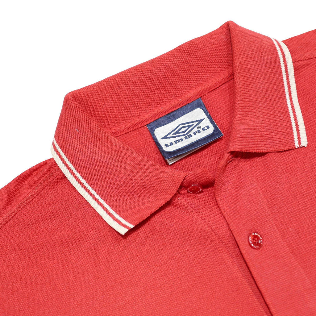 UMBRO Mens Red Short Sleeve Plain L Cotton Blend Polo Shirt