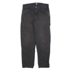 DICKIES Mens Cotton Blend Black Regular Straight Trousers W30 L28 Workwear Zip