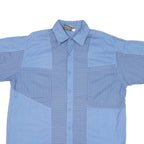 MENS COWBOY Mens Blue Striped Shirt XL Cotton Blend Short Sleeve Button Relaxed