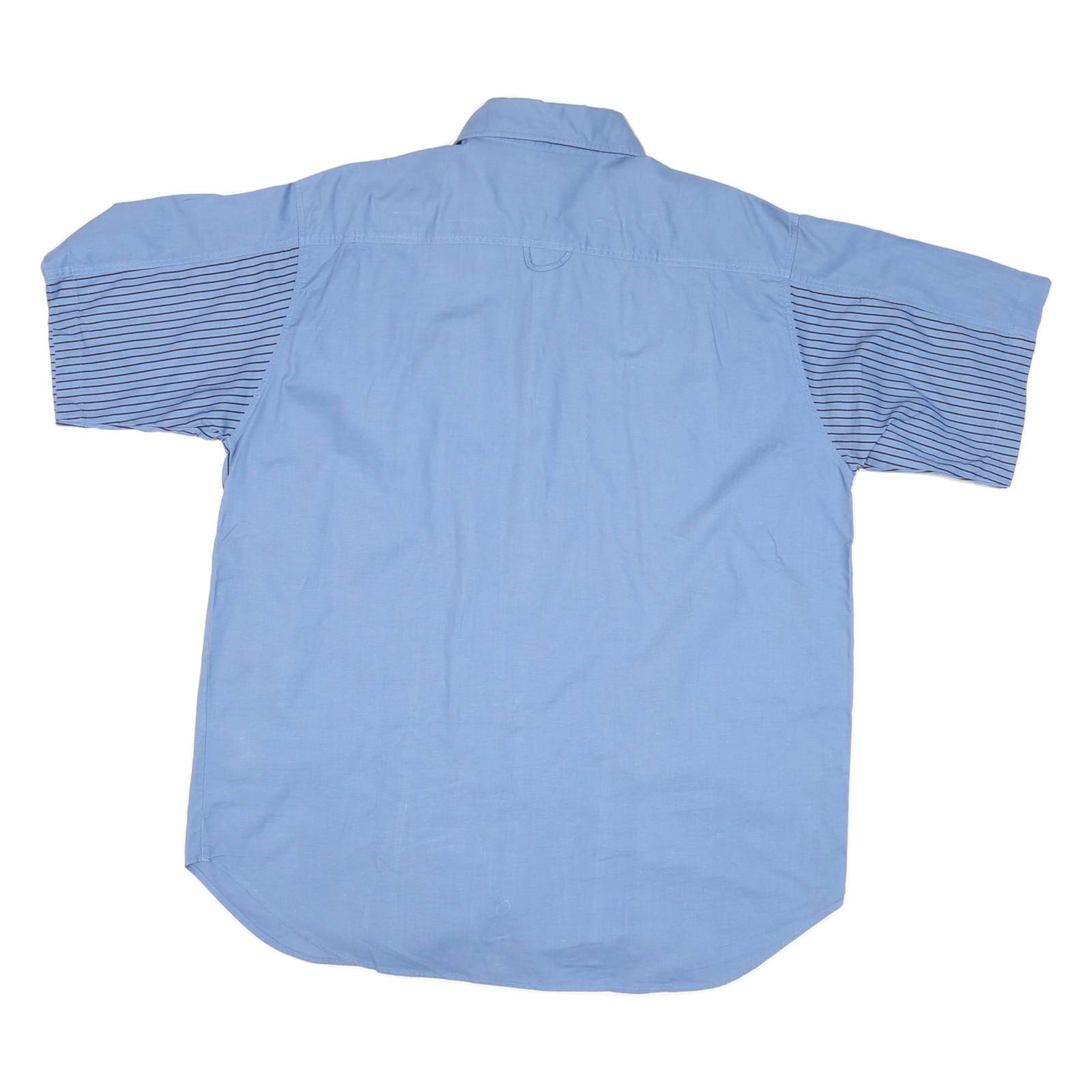 MENS COWBOY Mens Blue Striped Shirt XL Cotton Blend Short Sleeve Button Relaxed