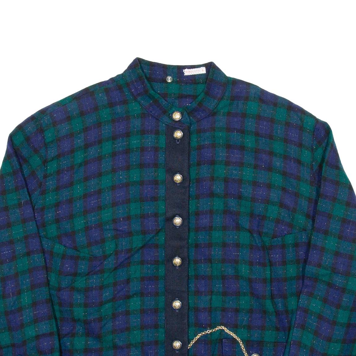 PETER HALM Womens Quilted Jacket Blue Wool Check L