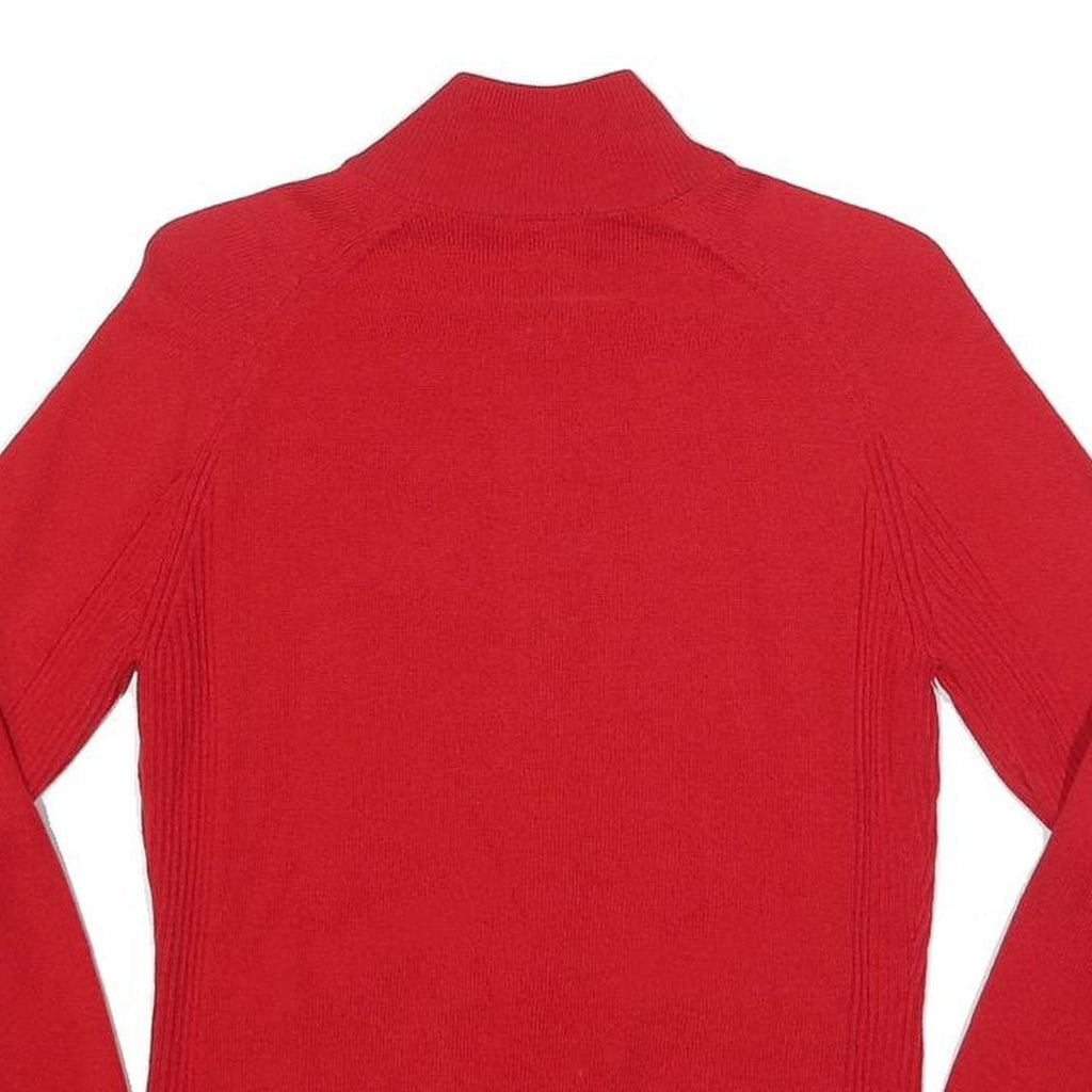 LACOSTE Mens Red Plain Zip Jumper Crew Neck Basic Knit XS Cotton Blend