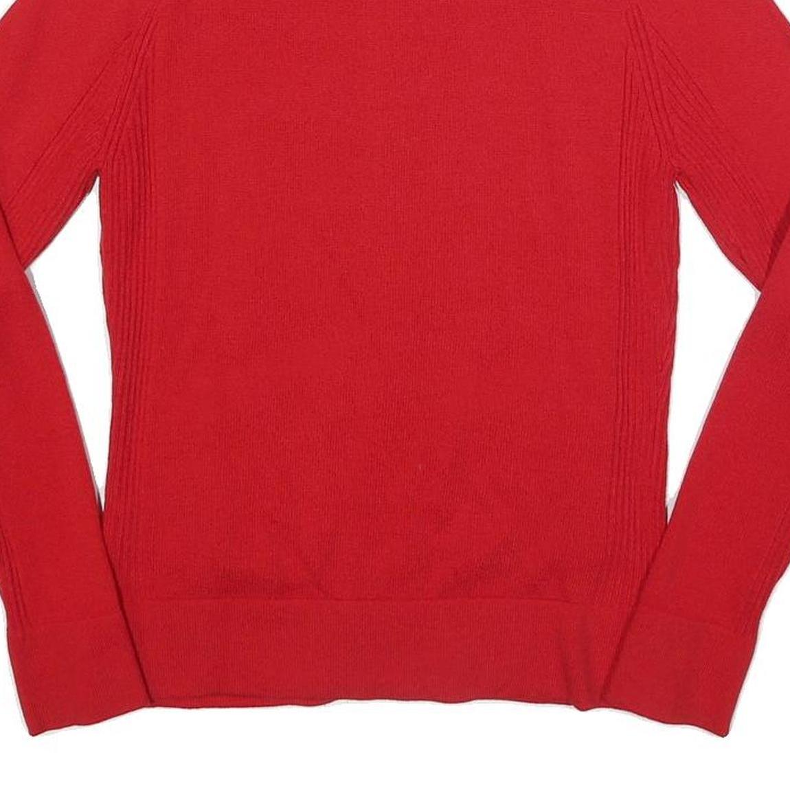 LACOSTE Mens Red Plain Zip Jumper Crew Neck Basic Knit XS Cotton Blend