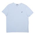 NAUTICA Mens Light Blue Short Sleeve V-Neck Cotton T-Shirt L Soft Comfortable