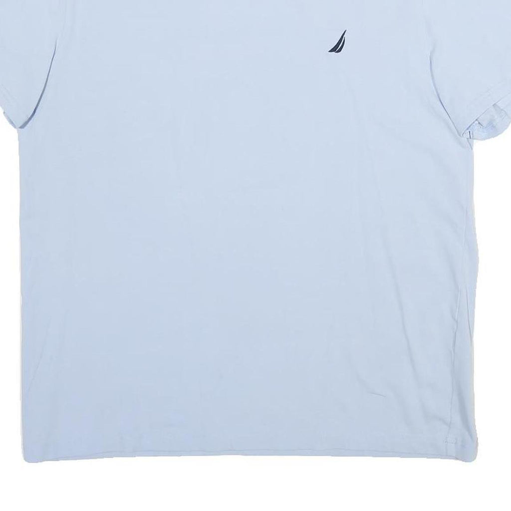 NAUTICA Mens Light Blue Short Sleeve V-Neck Cotton T-Shirt L Soft Comfortable