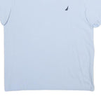 NAUTICA Mens Light Blue Short Sleeve V-Neck Cotton T-Shirt L Soft Comfortable