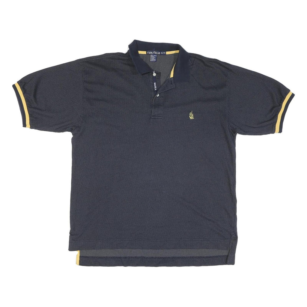NAUTICA Mens Blue & Yellow Short Sleeve Polo Shirt XL Cotton Blend Classic Fit