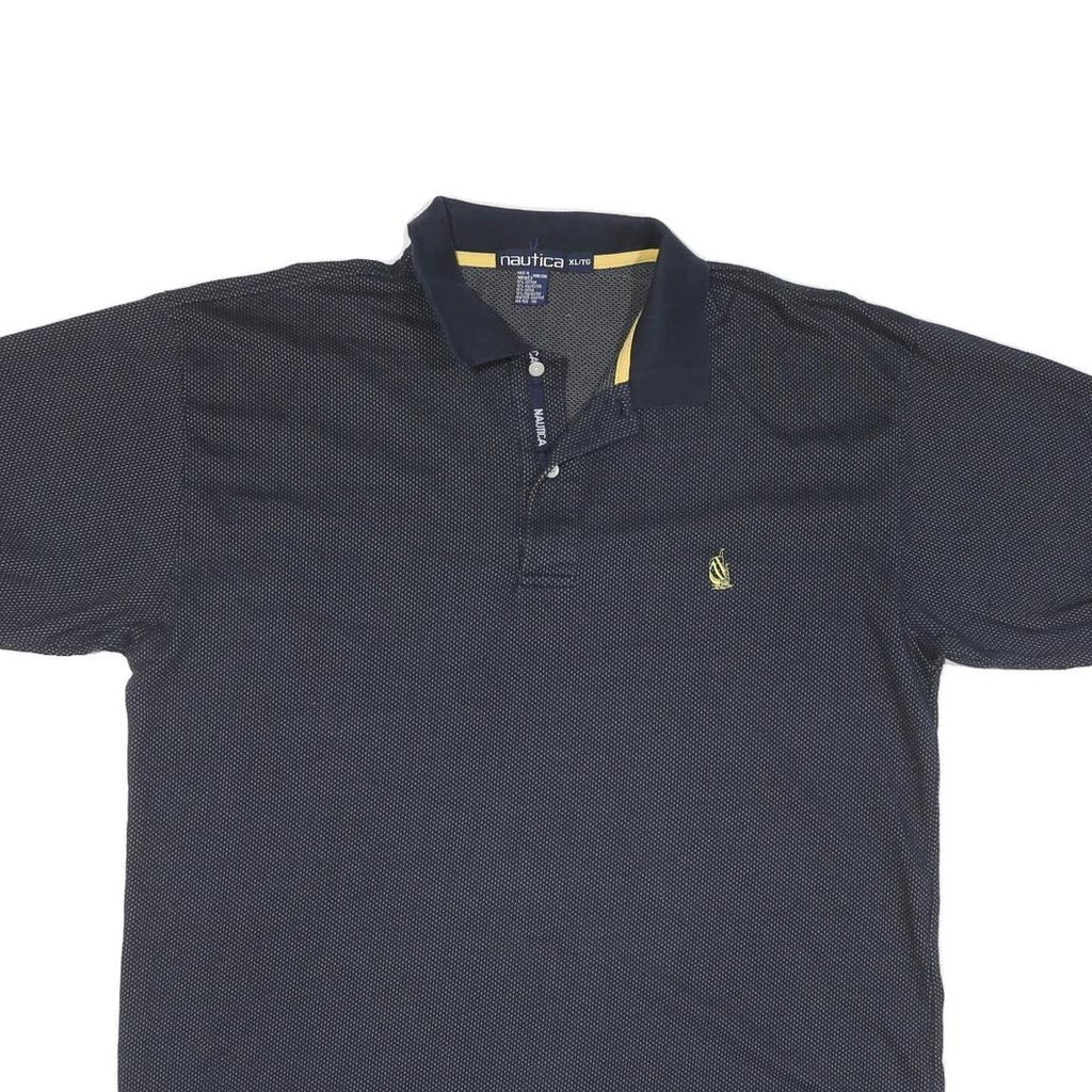NAUTICA Mens Blue & Yellow Short Sleeve Polo Shirt XL Cotton Blend Classic Fit
