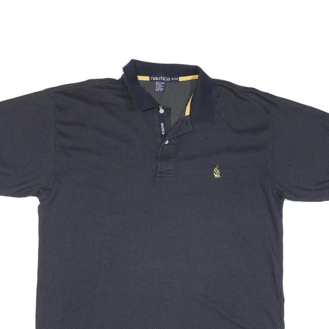 NAUTICA Mens Blue & Yellow Short Sleeve Polo Shirt XL Cotton Blend Classic Fit