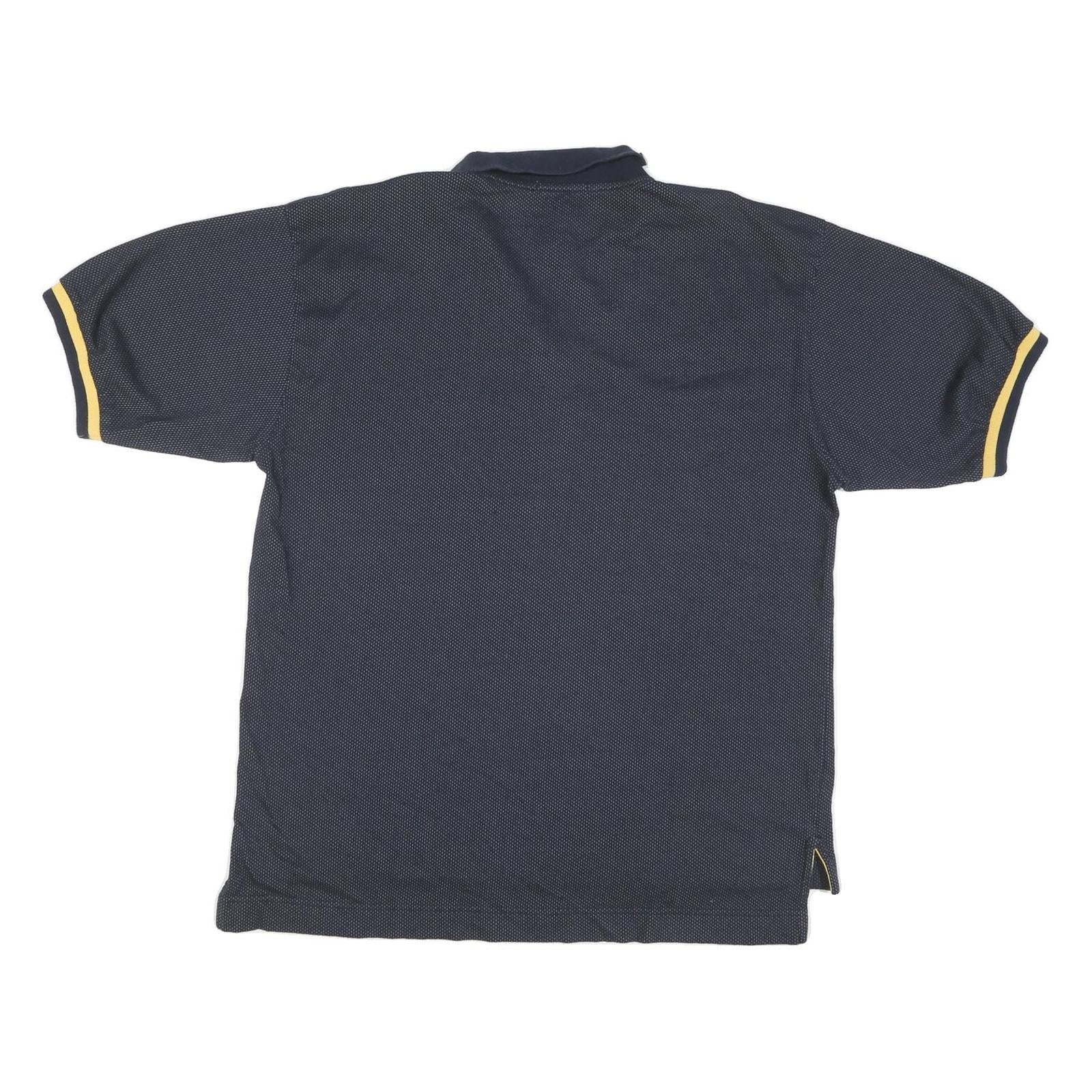 NAUTICA Mens Blue & Yellow Short Sleeve Polo Shirt XL Cotton Blend Classic Fit