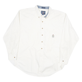 CHAPS Mens White Shirt XL Cotton Blend Button Down Crest Embroidered Pocket