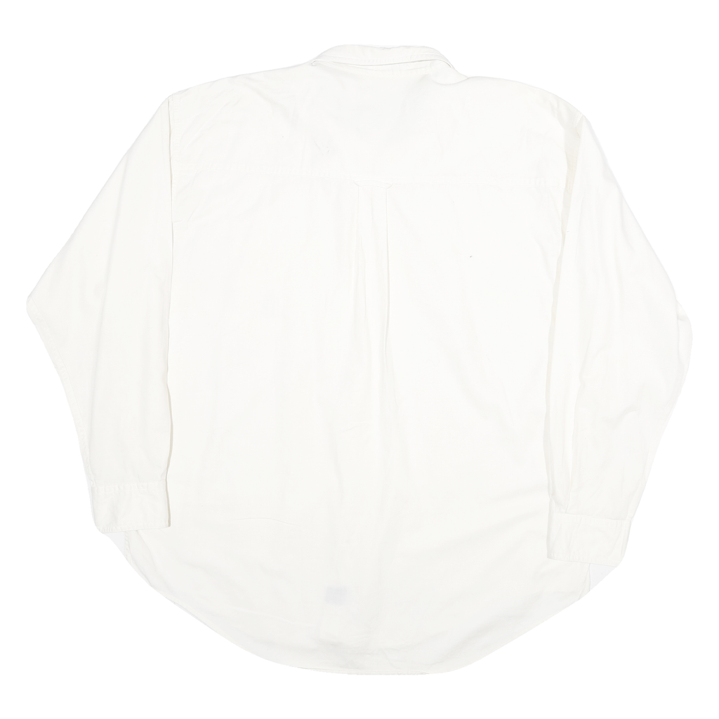 CHAPS Mens White Shirt XL Cotton Blend Button Down Crest Embroidered Pocket