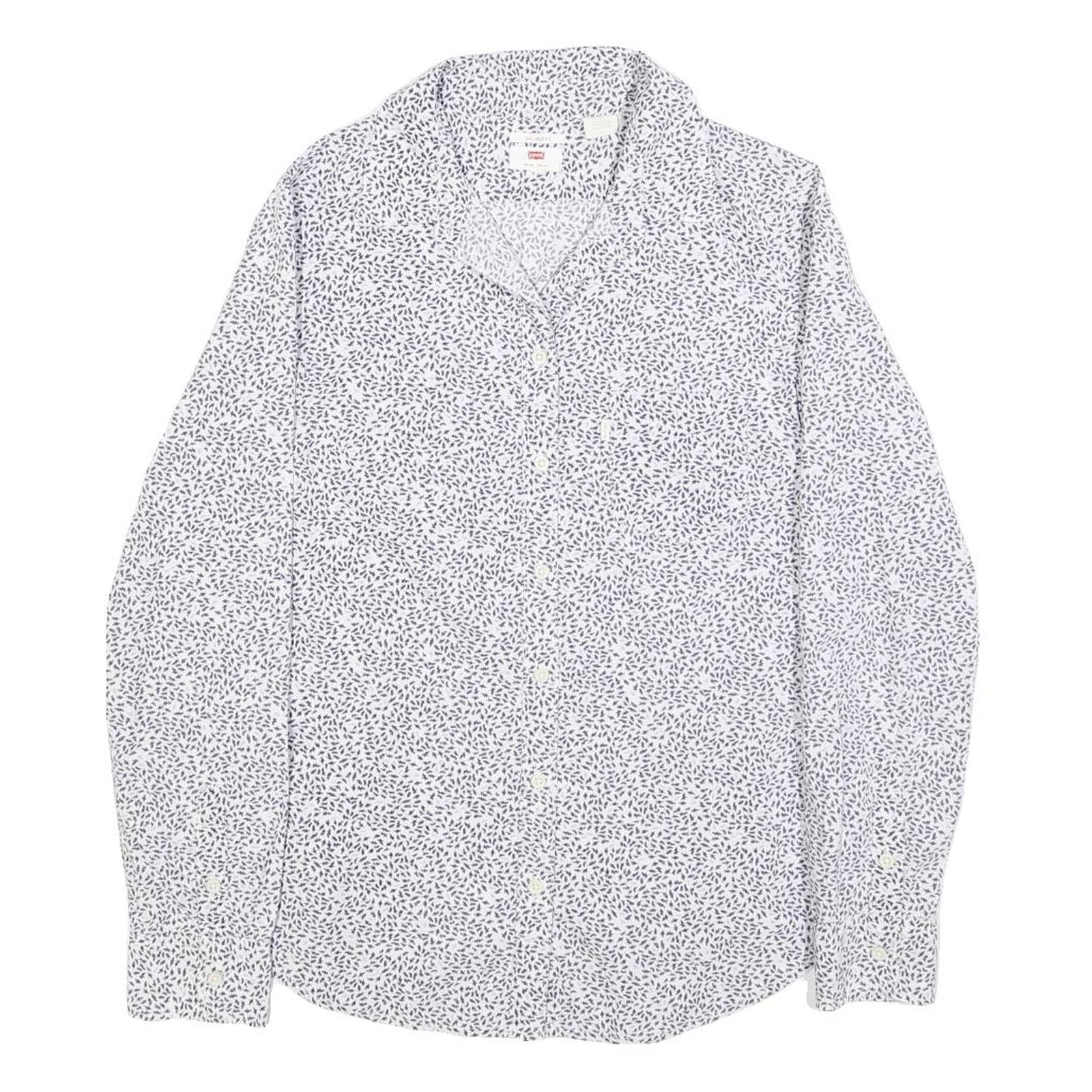 LEVI'S Womens White & Black Printed Shirt M Long Sleeve Cotton Casual