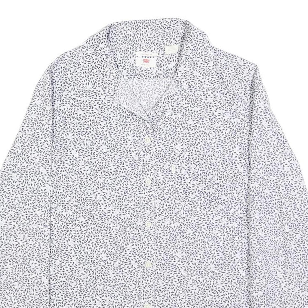 LEVI'S Womens White & Black Printed Shirt M Long Sleeve Cotton Casual
