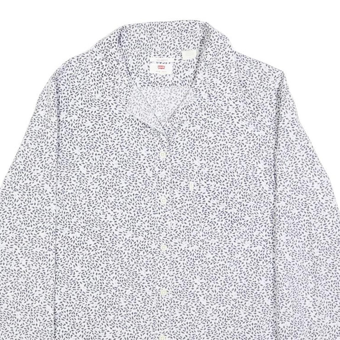 LEVI'S Womens White & Black Printed Shirt M Long Sleeve Cotton Casual