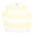 LANDS END Mens White & Yellow Striped Long Sleeve Polo Shirt XL Cotton Casual