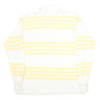LANDS END Mens White & Yellow Striped Long Sleeve Polo Shirt XL Cotton Casual