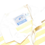 LANDS END Mens White & Yellow Striped Long Sleeve Polo Shirt XL Cotton Casual
