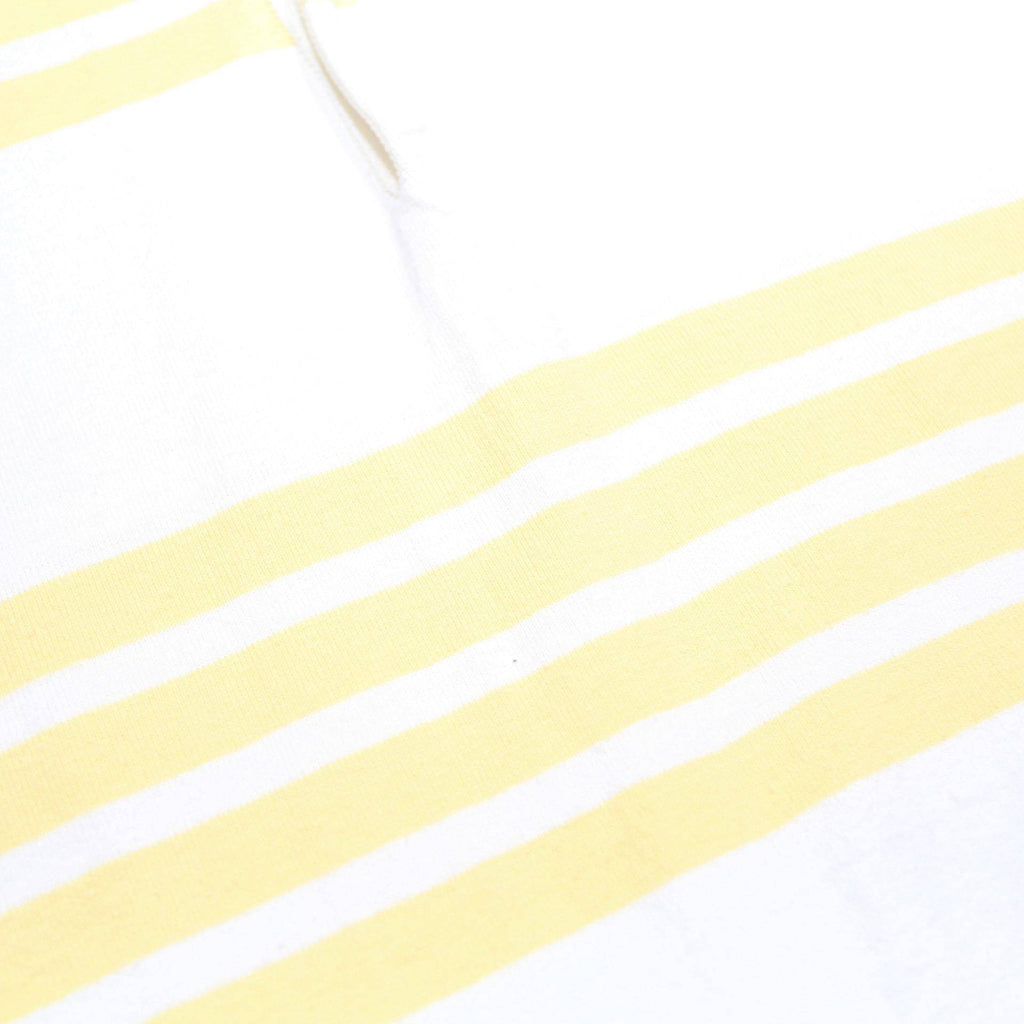 LANDS END Mens White & Yellow Striped Long Sleeve Polo Shirt XL Cotton Casual