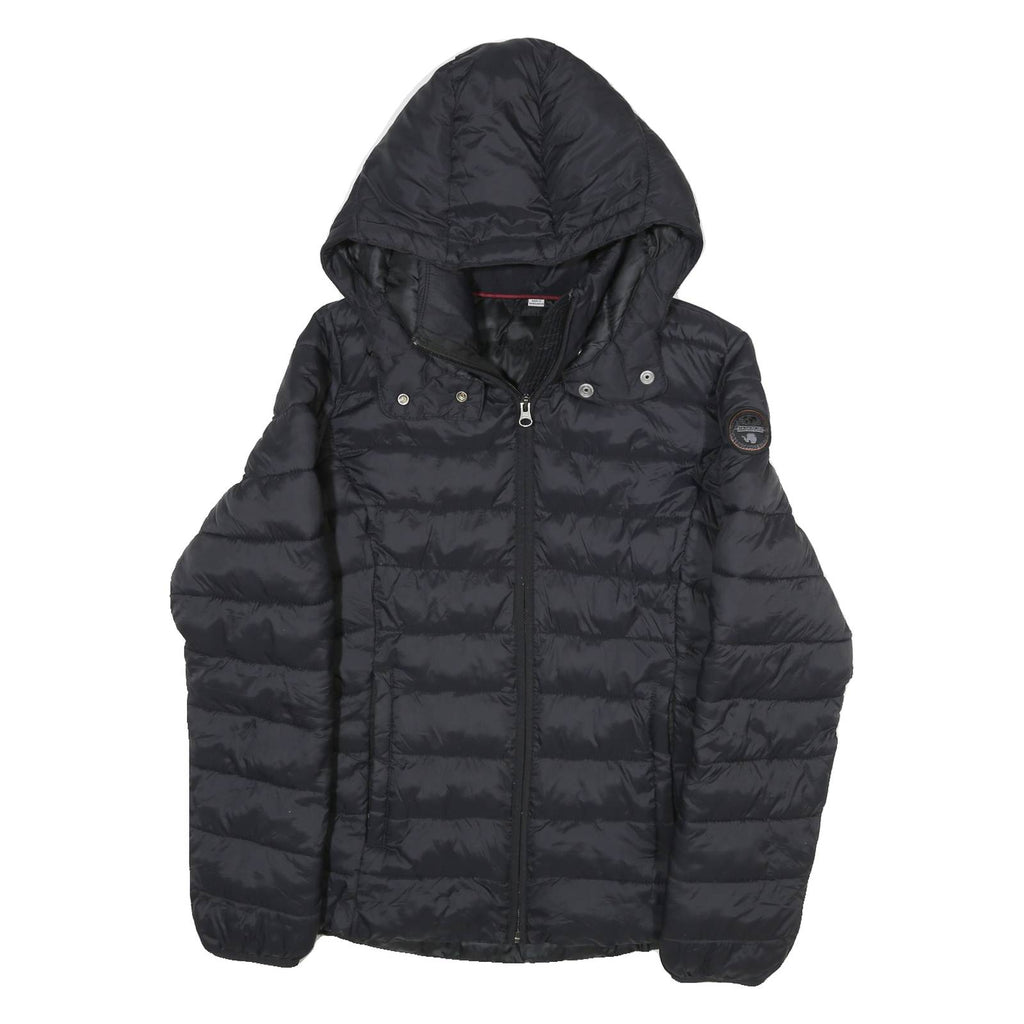 NAPAPIJRI Womens Black Hooded Puffer Jacket S Polyester Blend Quilted