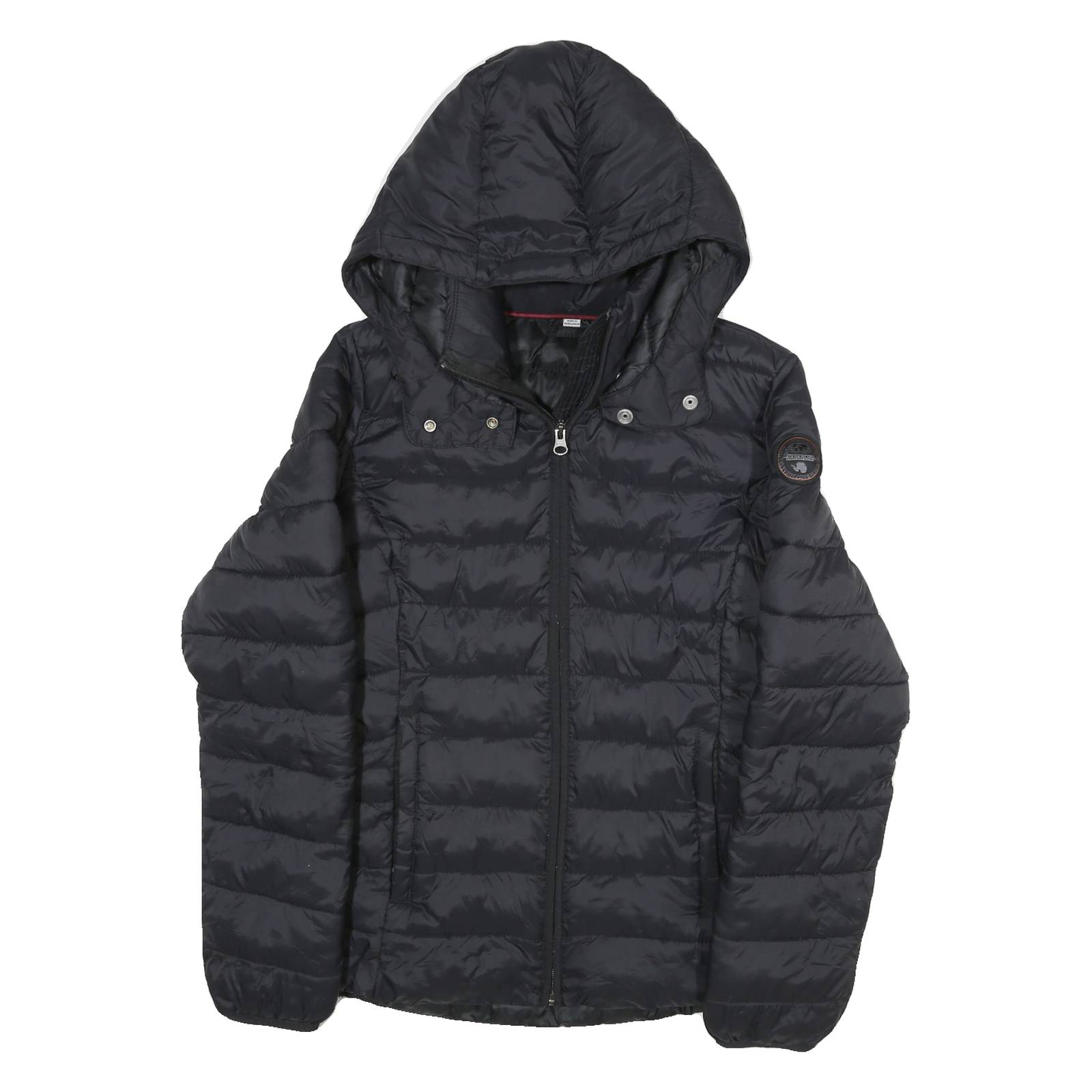 NAPAPIJRI Womens Black Hooded Puffer Jacket S Polyester Blend Quilted