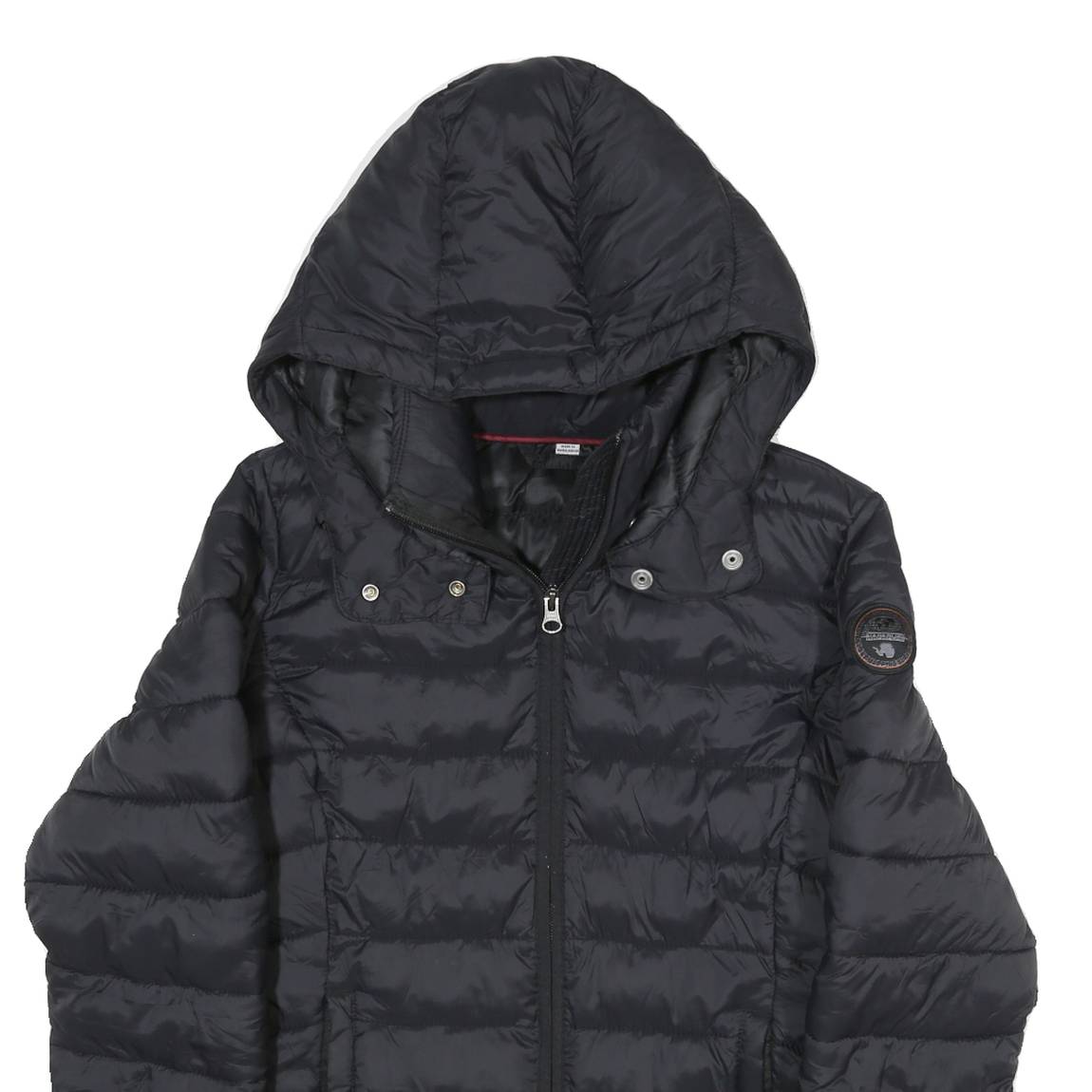 NAPAPIJRI Womens Black Hooded Puffer Jacket S Polyester Blend Quilted
