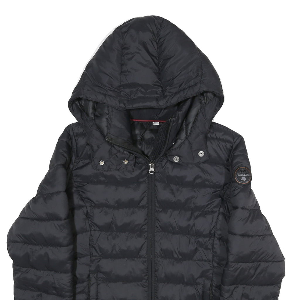 NAPAPIJRI Womens Black Hooded Puffer Jacket S Polyester Blend Quilted
