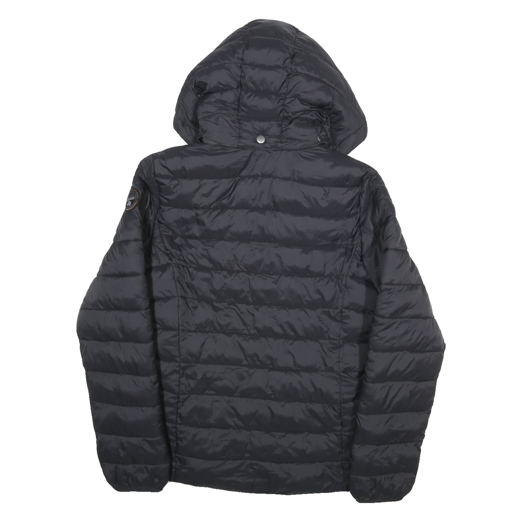 NAPAPIJRI Womens Black Hooded Puffer Jacket S Polyester Blend Quilted