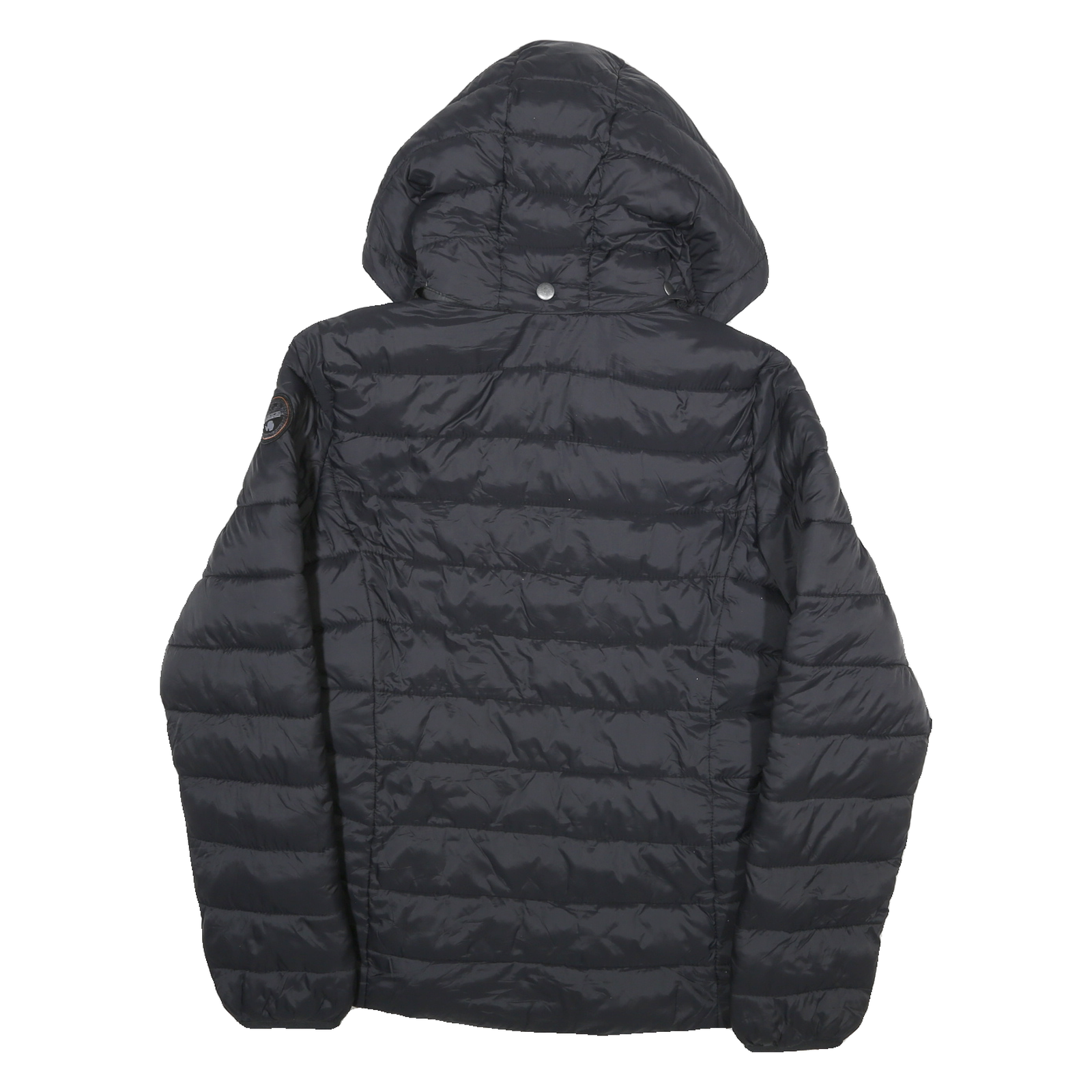 NAPAPIJRI Womens Black Hooded Puffer Jacket S Polyester Blend Quilted