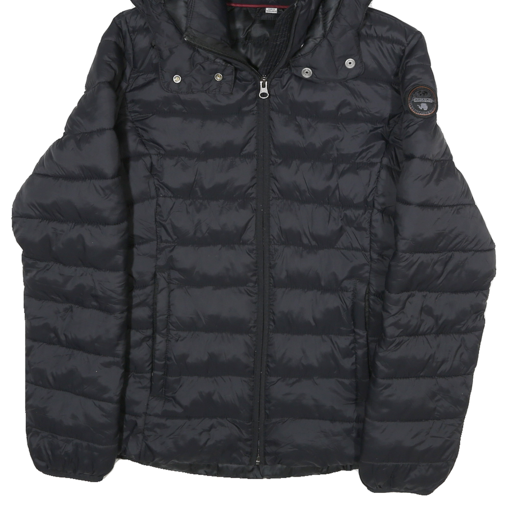 NAPAPIJRI Womens Black Hooded Puffer Jacket S Polyester Blend Quilted
