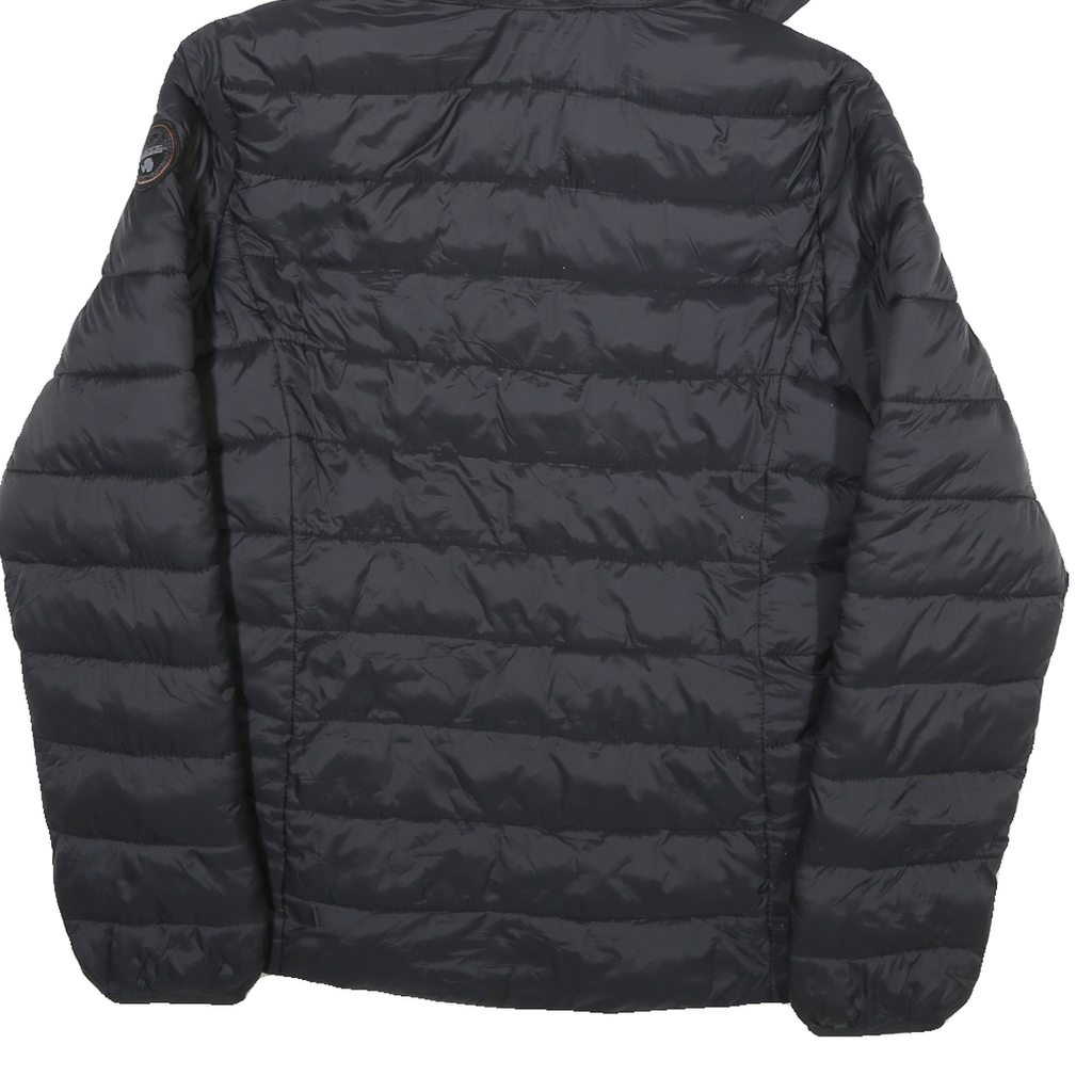 NAPAPIJRI Womens Black Hooded Puffer Jacket S Polyester Blend Quilted
