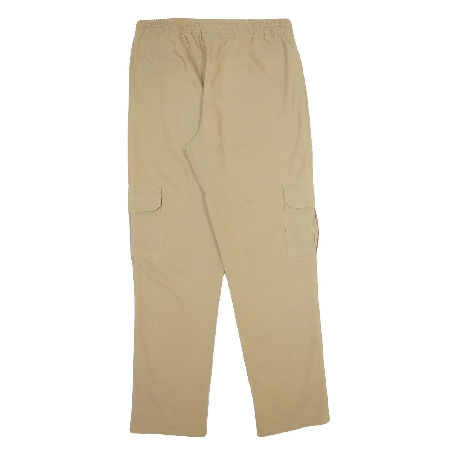 GREENVILLAGE Womens Beige Viscose Blend Regular Drawstring Cargo Trousers W32