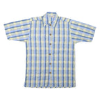 Mens Blue & Yellow Check Cotton Blend Short Sleeve Shirt S Casual Summer Wear