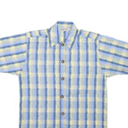 Mens Blue & Yellow Check Cotton Blend Short Sleeve Shirt S Casual Summer Wear