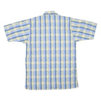 Mens Blue & Yellow Check Cotton Blend Short Sleeve Shirt S Casual Summer Wear
