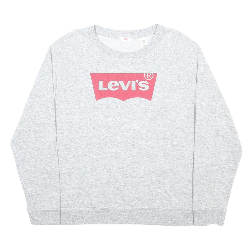 LEVI'S Womens Grey Crew Neck L Cotton Blend Sweatshirt Logo Print