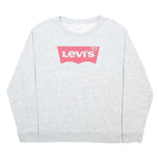 LEVI'S Womens Grey Crew Neck L Cotton Blend Sweatshirt Logo Print
