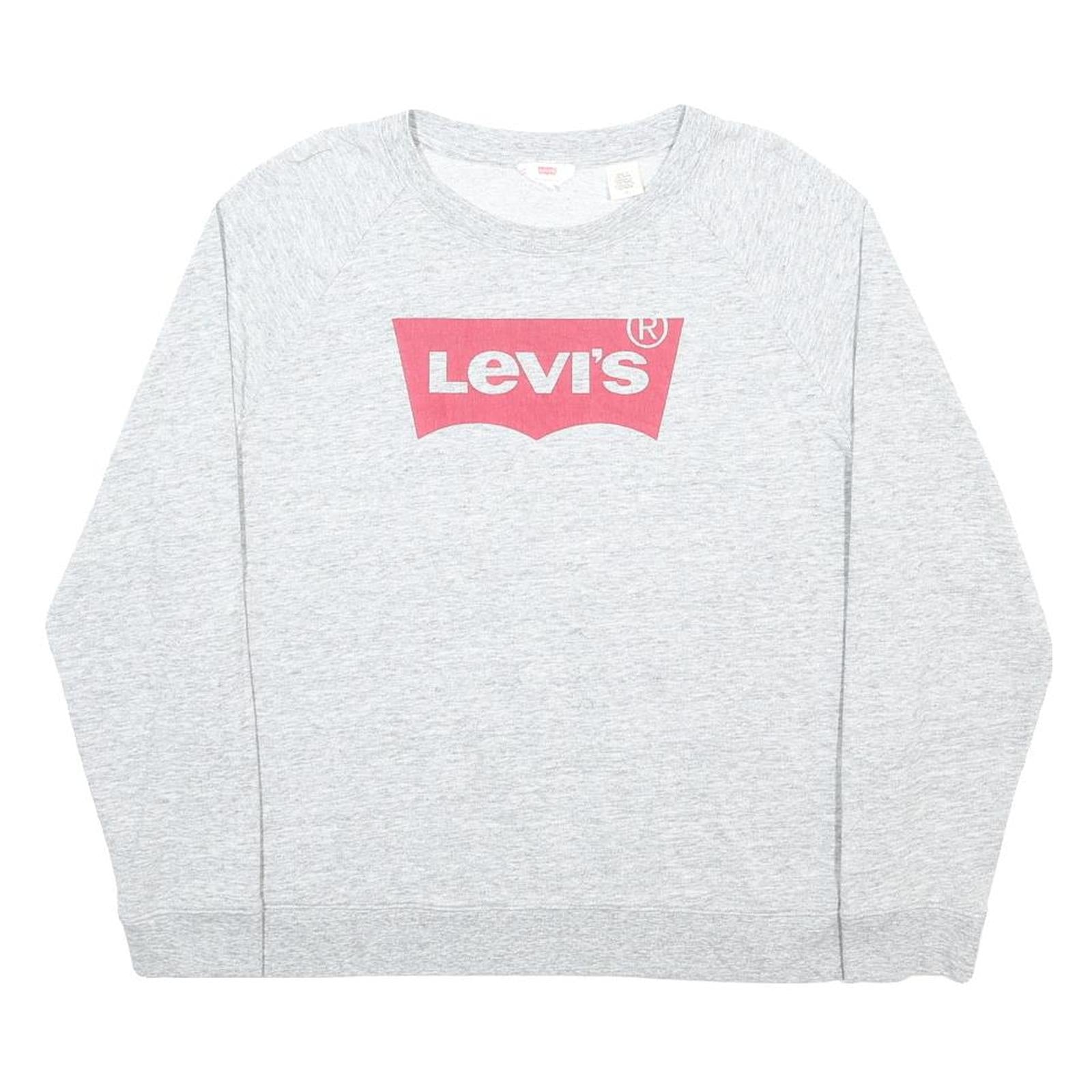 LEVI'S Womens Grey Crew Neck L Cotton Blend Sweatshirt Logo Print