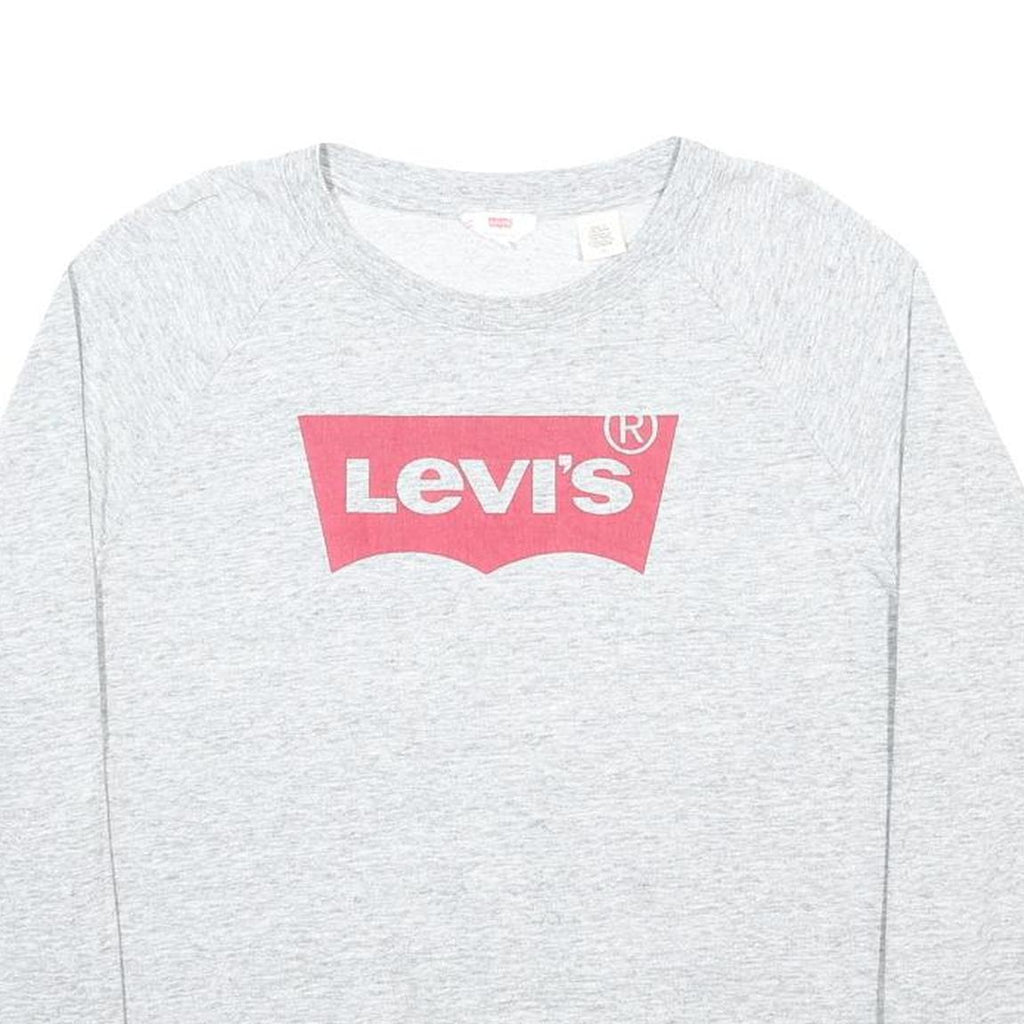 LEVI'S Womens Grey Crew Neck L Cotton Blend Sweatshirt Logo Print