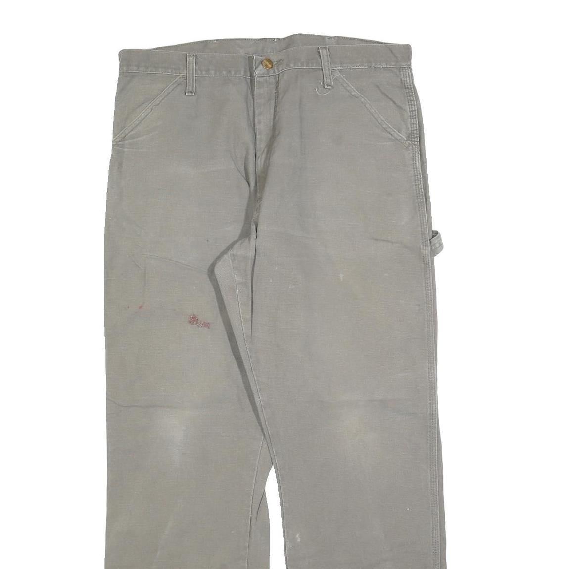 CARHARTT Mens Regular Fit Cotton Blend Grey Workwear Trousers W32 L32 Durable