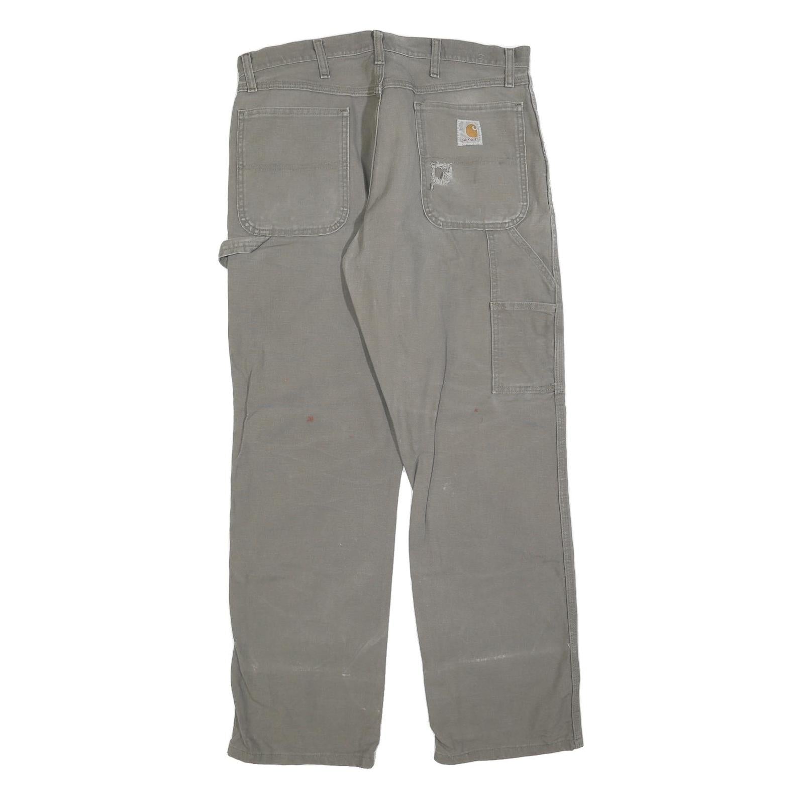 CARHARTT Mens Regular Fit Cotton Blend Grey Workwear Trousers W32 L32 Durable