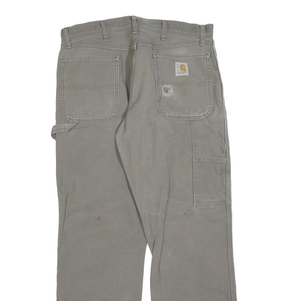 CARHARTT Mens Regular Fit Cotton Blend Grey Workwear Trousers W32 L32 Durable